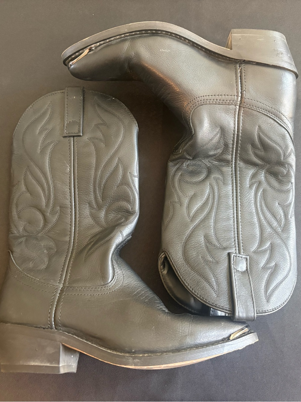 Classic Black Leather Western Cowboy Boots